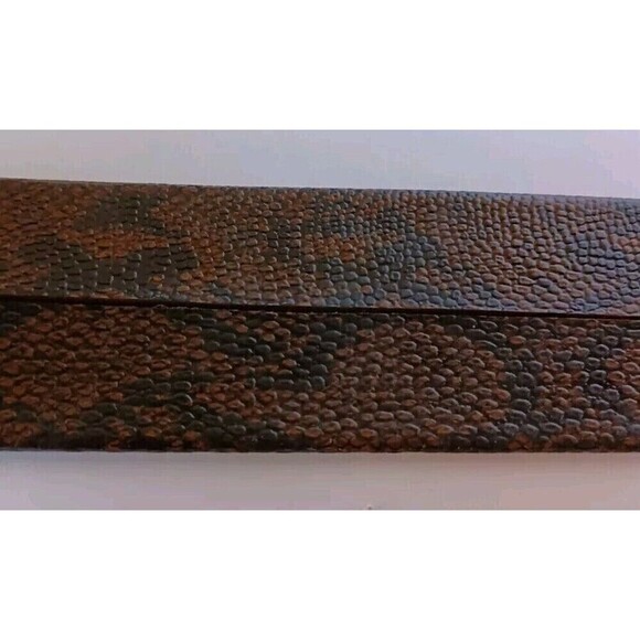 Women\'s Python Snakeskin Wide Belt Brass Buckle Size 32 Stamped Handsome Vintage